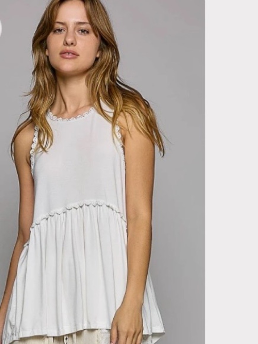 POL Sweet and Simple Babydoll Knit Sleeveless Tank Top